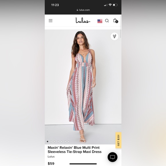 Lulus Maxin' Relaxin' Blue Multi Print Sleeveless Tie-Strap Maxi Dress - Picture 1 of 3